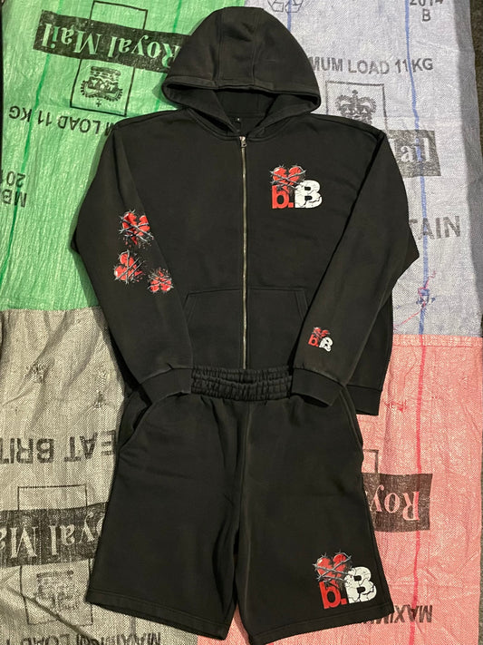 b💔B hoodie shorts set
