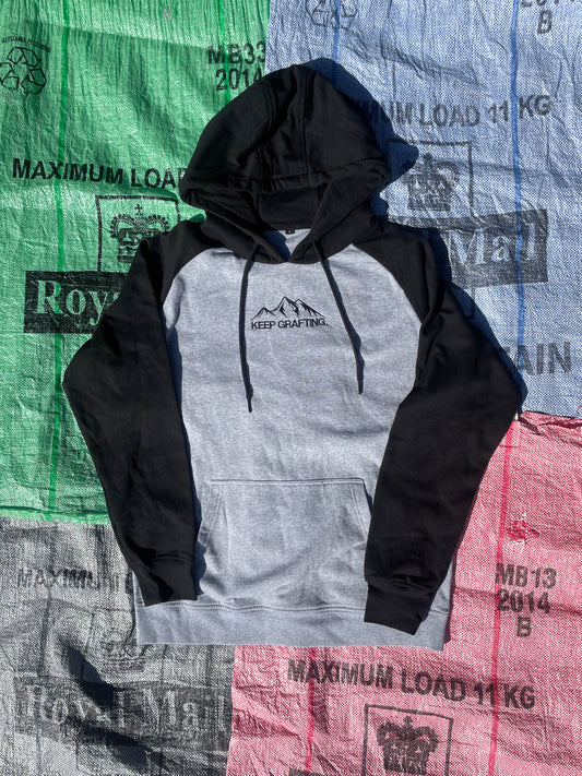 Grey & black Keep Grafting. hoodie